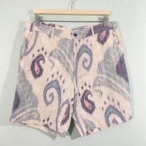 J McLaughlin Men's Multicolor Paisley Linen Blend Chino Shorts Size 34